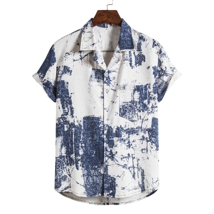Men's Tropical Floral Hawaiian Shirt – Casual Short Sleeve Button-Up Beach Shirt