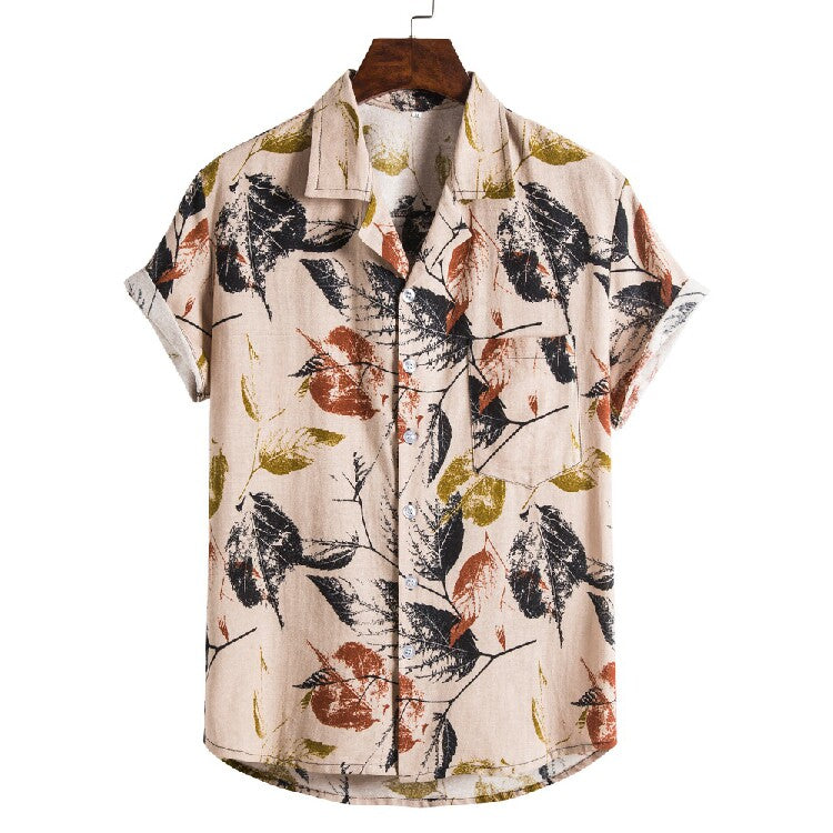 Men's Tropical Floral Hawaiian Shirt – Casual Short Sleeve Button-Up Beach Shirt