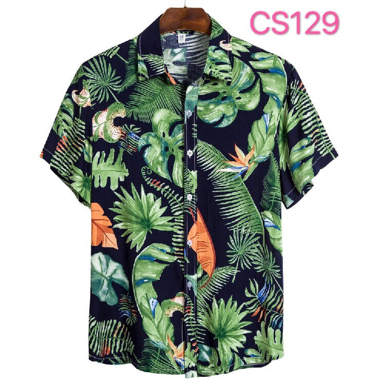Men's Tropical Blossom Hawaiian Shirt – Floral Print Short Sleeve Beach Button-Up