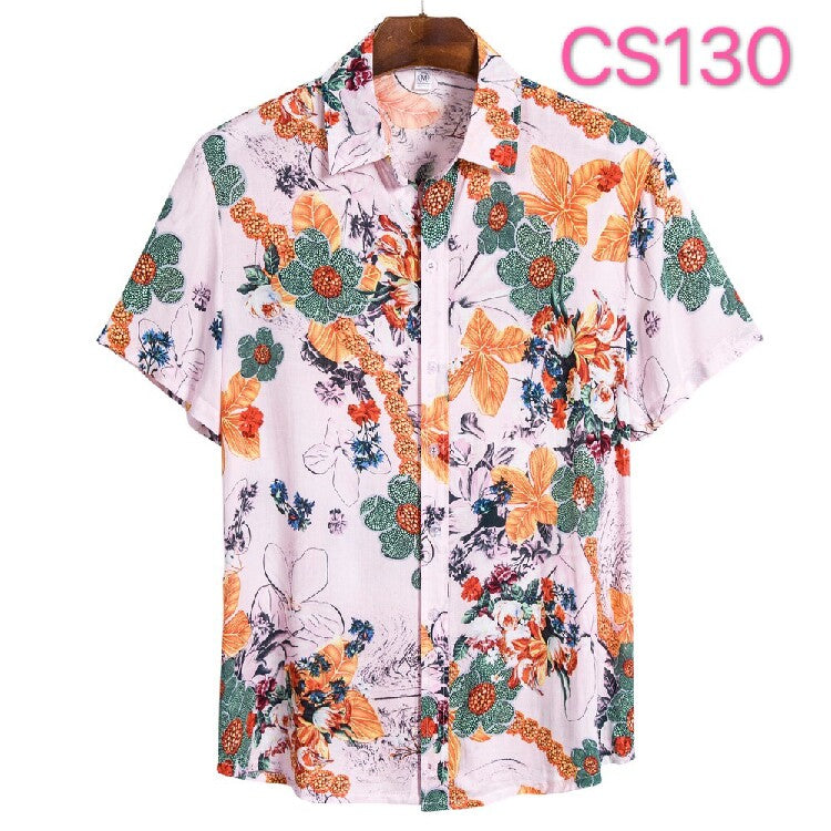 Men's Tropical Blossom Hawaiian Shirt – Floral Print Short Sleeve Beach Button-Up