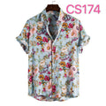 Men's Vintage Geometric Patchwork Hawaiian Shirt – Casual Button-Up Summer Beach Camp Shirt
