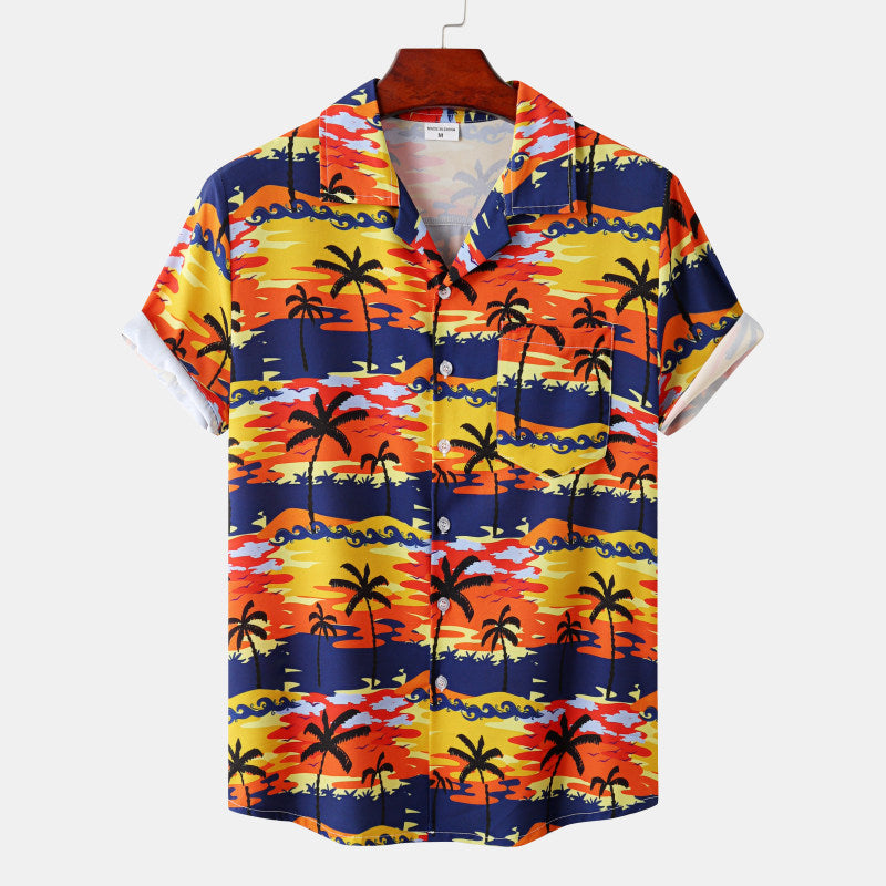 Men's Island Breeze Hawaiian Shirt – Tropical Coconut Print Lightweight Summer Casual Shirt