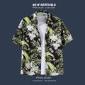 Men's Botanical Print Resort Shirt – Casual Summer Camp Collar Button-Up