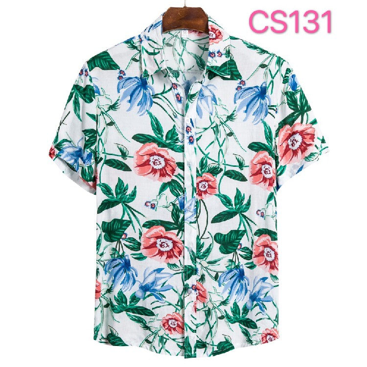 Men's Tropical Blossom Hawaiian Shirt – Floral Print Short Sleeve Beach Button-Up