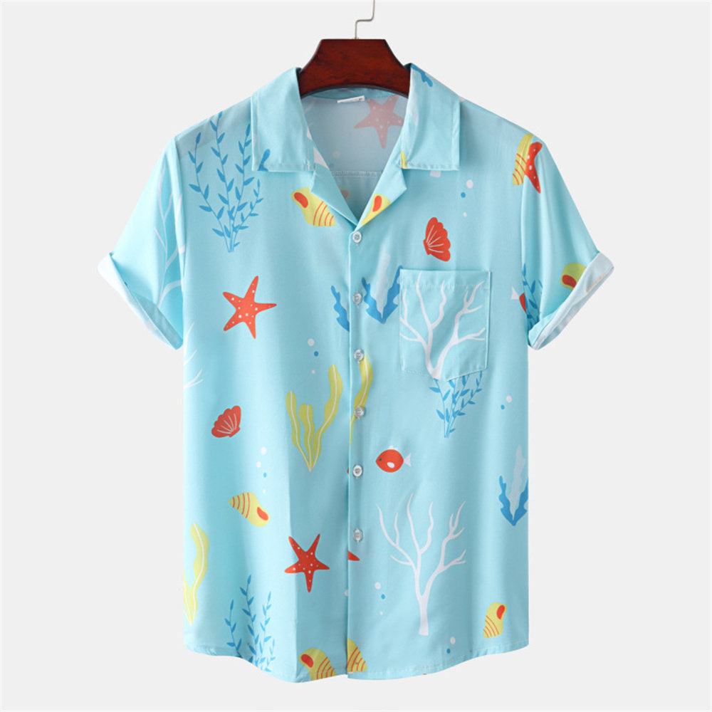 Men's Island Breeze Hawaiian Shirt – Tropical Coconut Print Lightweight Summer Casual Shirt