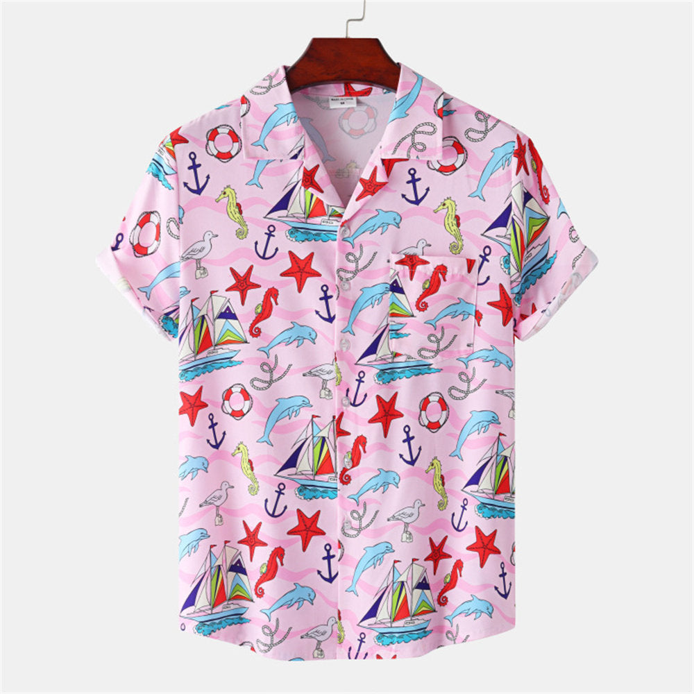 Men's Island Breeze Hawaiian Shirt – Tropical Coconut Print Lightweight Summer Casual Shirt