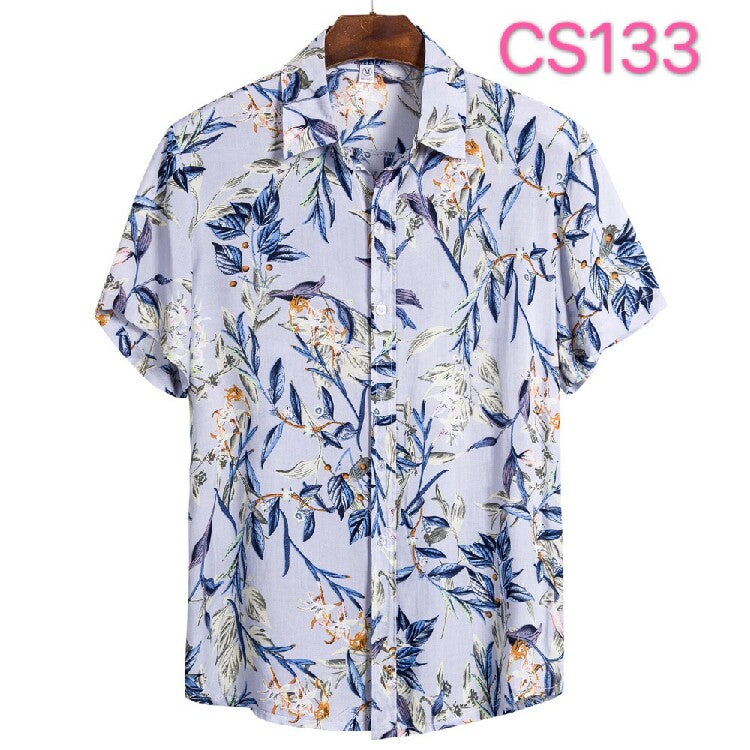 Men's Tropical Blossom Hawaiian Shirt – Floral Print Short Sleeve Beach Button-Up