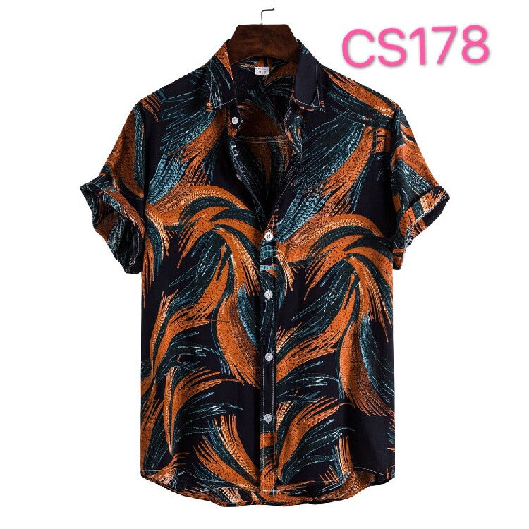 Men's Tropical Botanical Hawaiian Shirt – Casual Floral Button-Up Summer Beach Shirt
