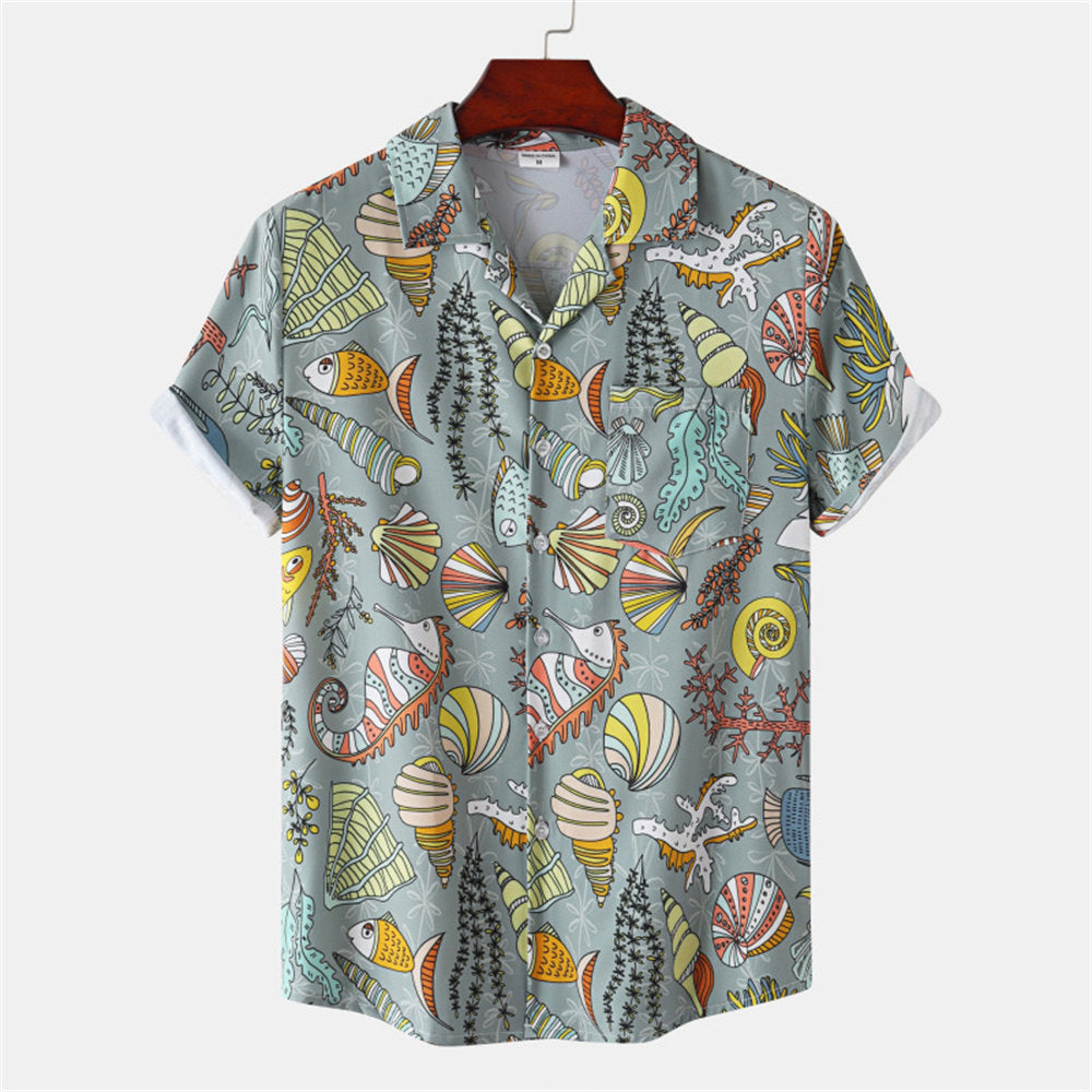 Men's Sunset Tropics Camp Shirt – Relaxed Fit Coconut Print Summer Button-Up