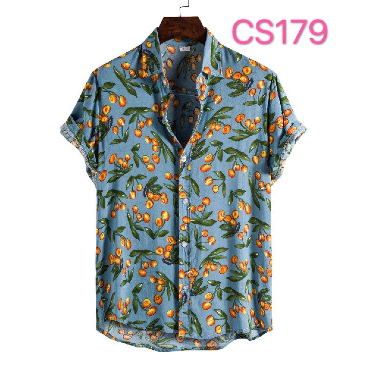 Men's Tropical Botanical Hawaiian Shirt – Casual Floral Button-Up Summer Beach Shirt