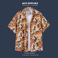 Men's Island Print Button-Up Shirt – Relaxed Fit Casual Beach Shirt