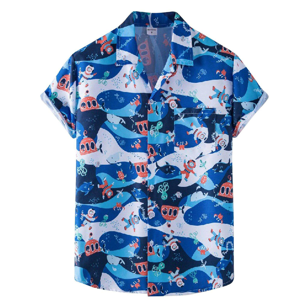 Men's Sunset Tropics Camp Shirt – Relaxed Fit Coconut Print Summer Button-Up
