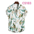 Men's Vintage Striped Patchwork Hawaiian Shirt – Casual Button-Up Summer Beach Shirt