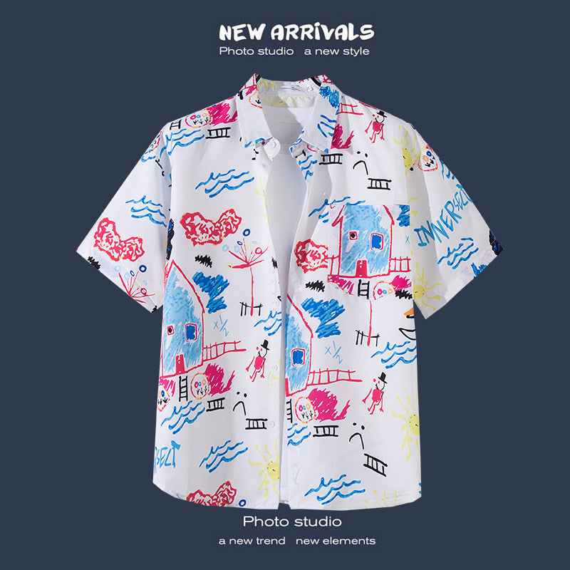 Men's Paradise Floral Shirt – Short Sleeve Casual Summer Button-Up