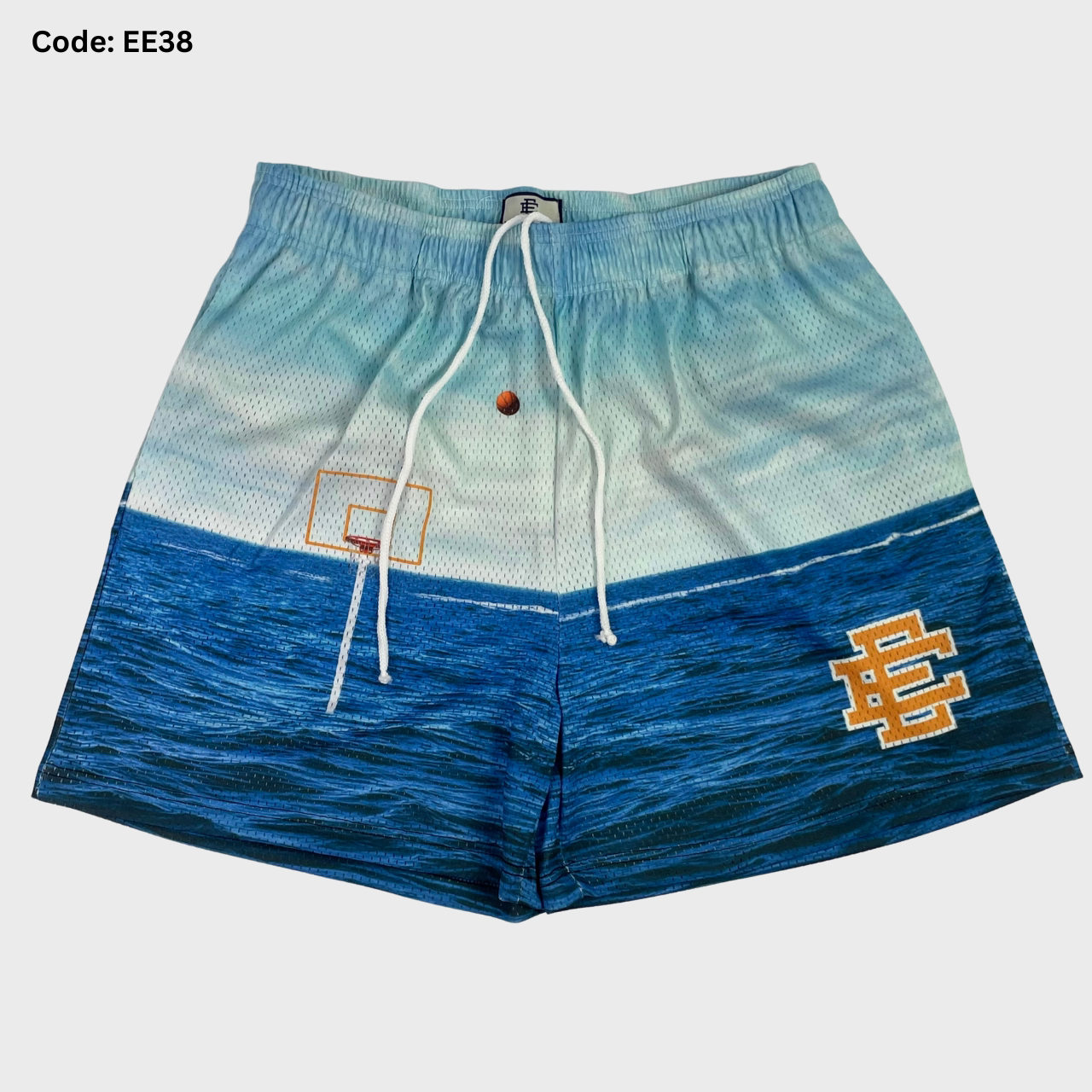 Blue New York Sunshine Basketball Shorts EE38 - Gradient Ocean Sky