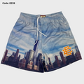 White Skyline New York Basketball Shorts EE39 - Cityscape Mesh Shorts