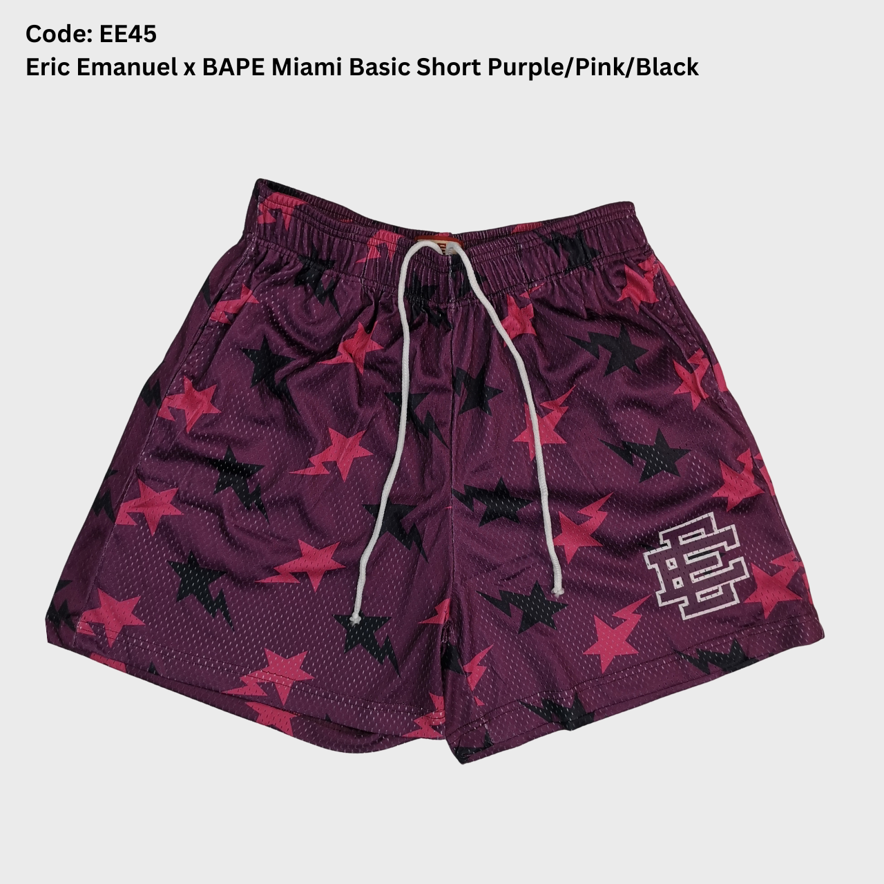 EE Star Pattern Mesh Shorts - Burgundy / Purple Red Stars