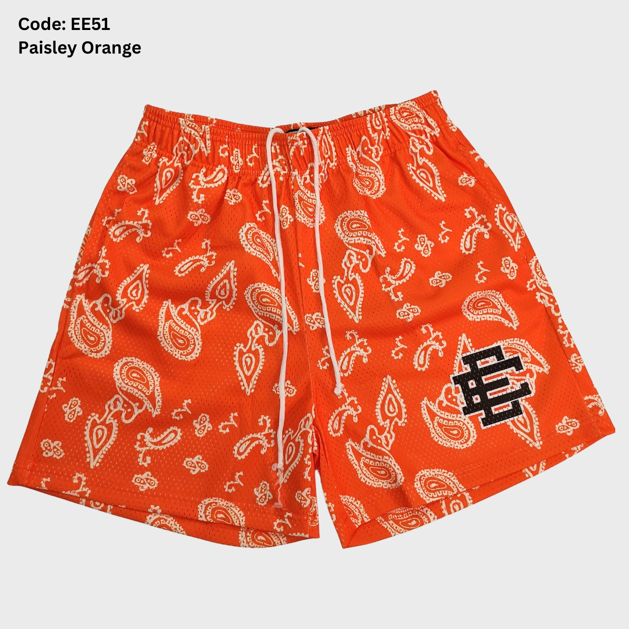 EE Paisley Orange Mesh Shorts EE51