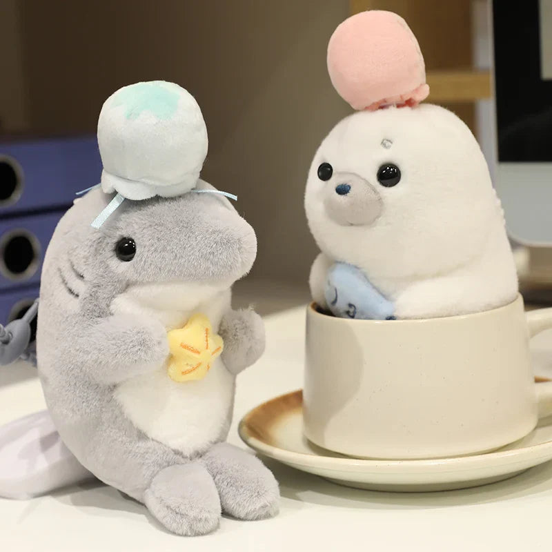 Cute Aquatic Animal (Seal/Otter/Platypus/Shark/Whale) Plush Keychains 15cm
