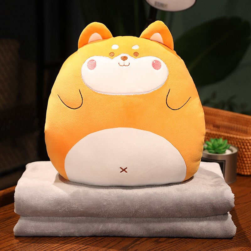 Animal (Dinosaur/Duck/Rabbit/Dogs/Chick/Cat/Pig) Squishy Hand Warmer Plush Toys with Blanket