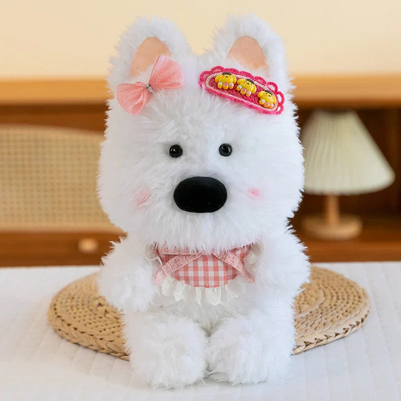 Cute Dog (West Highland White Terrier) With Hair Clip Plush Toys 30cm - 5 Styles