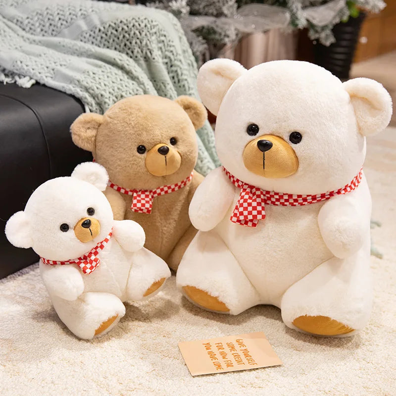 Cute Teddy Bear With Scarf Plush Toys 25/35/45cm - Brown/White