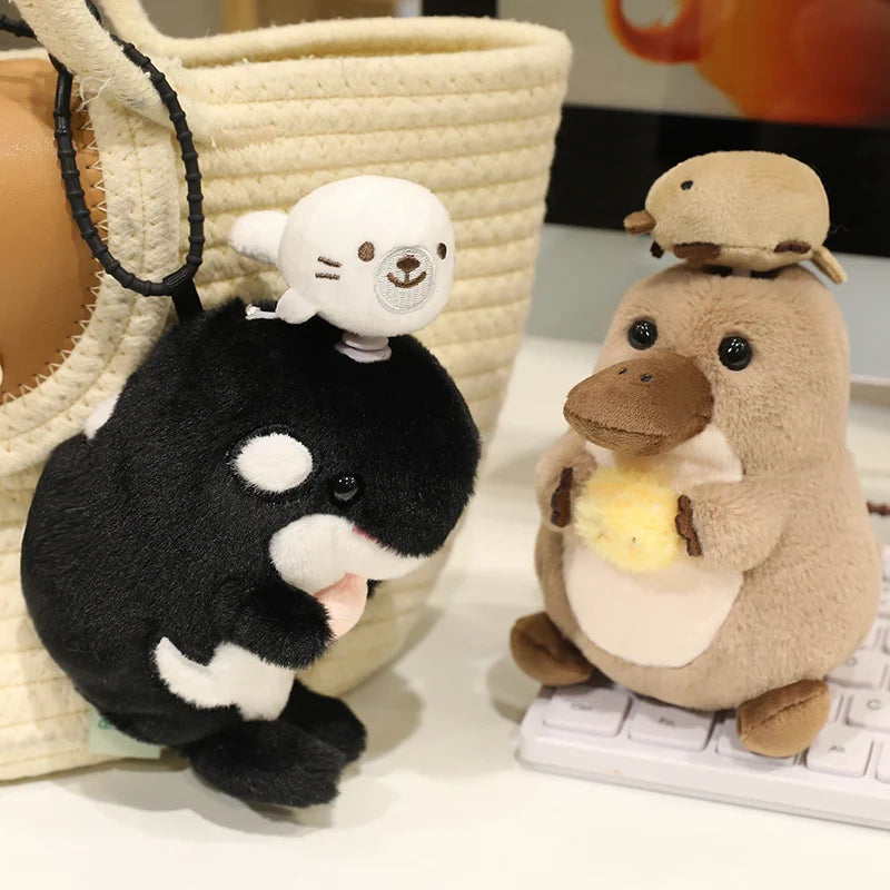 Cute Aquatic Animal (Seal/Otter/Platypus/Shark/Whale) Plush Keychains 15cm
