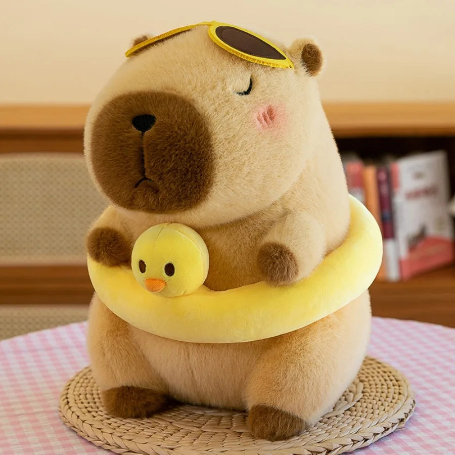Cute Capybara With Beach Wear (Hat/Shirt/Swim Ring) Plush Toys 24cm - 3 Styles