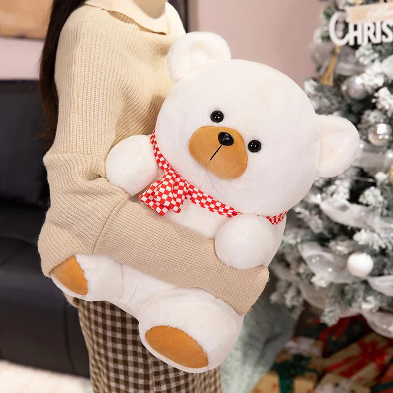 Cute Teddy Bear With Scarf Plush Toys 25/35/45cm - Brown/White