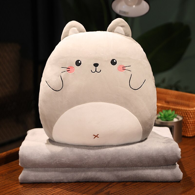 Animal (Dinosaur/Duck/Rabbit/Dogs/Chick/Cat/Pig) Squishy Hand Warmer Plush Toys with Blanket