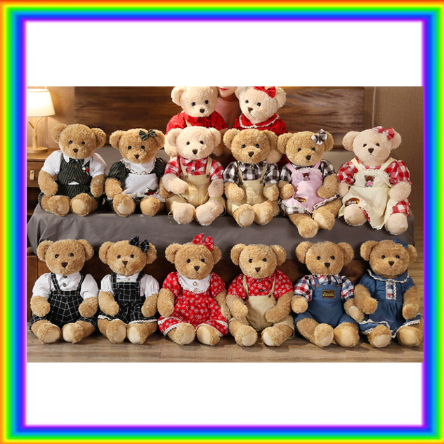 Teddy Bear Couple With Cloth Plush Toys 2pcs/lot 45cm