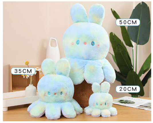 Reversible Rabbit/Octopus Plush Toys 20cm - Green/Pink