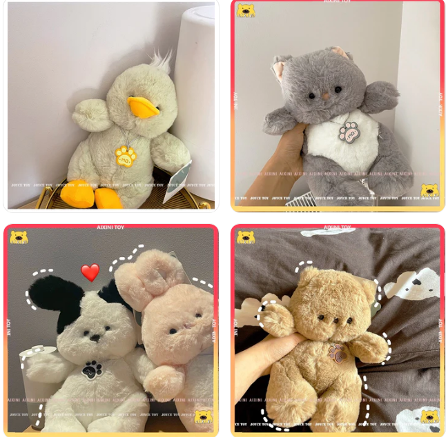 Cute Chubby Animal (Cat/Dog/Duck/Bear/Bunny) Plush Toys 25cm