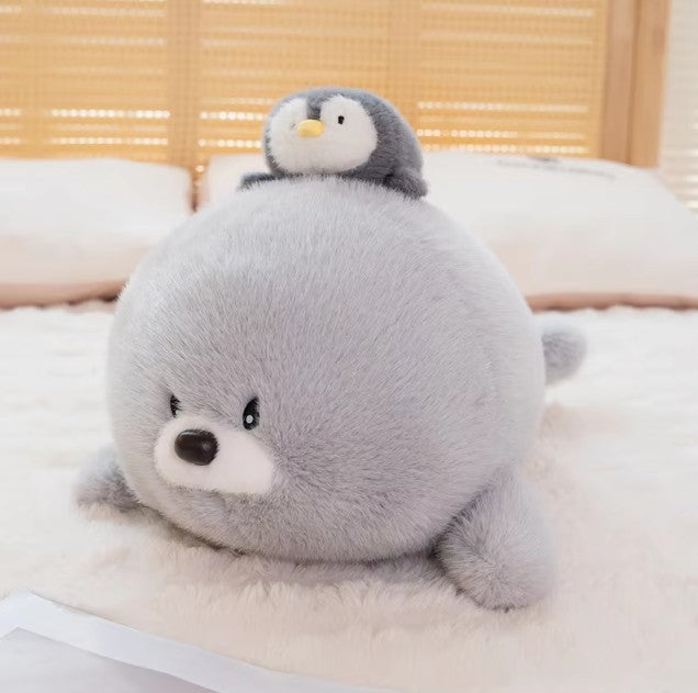 Cute Grey Seal With Penguin Plush Toys 50cm