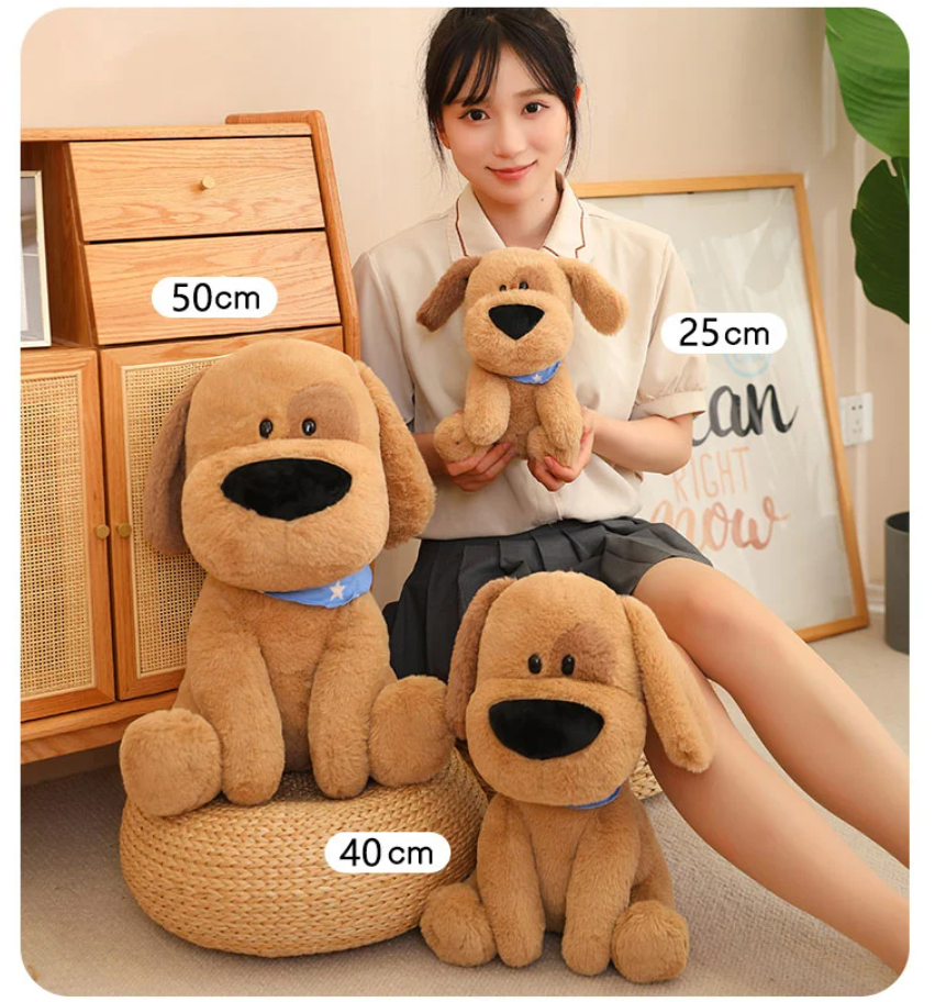 Cute/Kawaii Big Nose Dog Plush Toys 25cm - Khaki/White