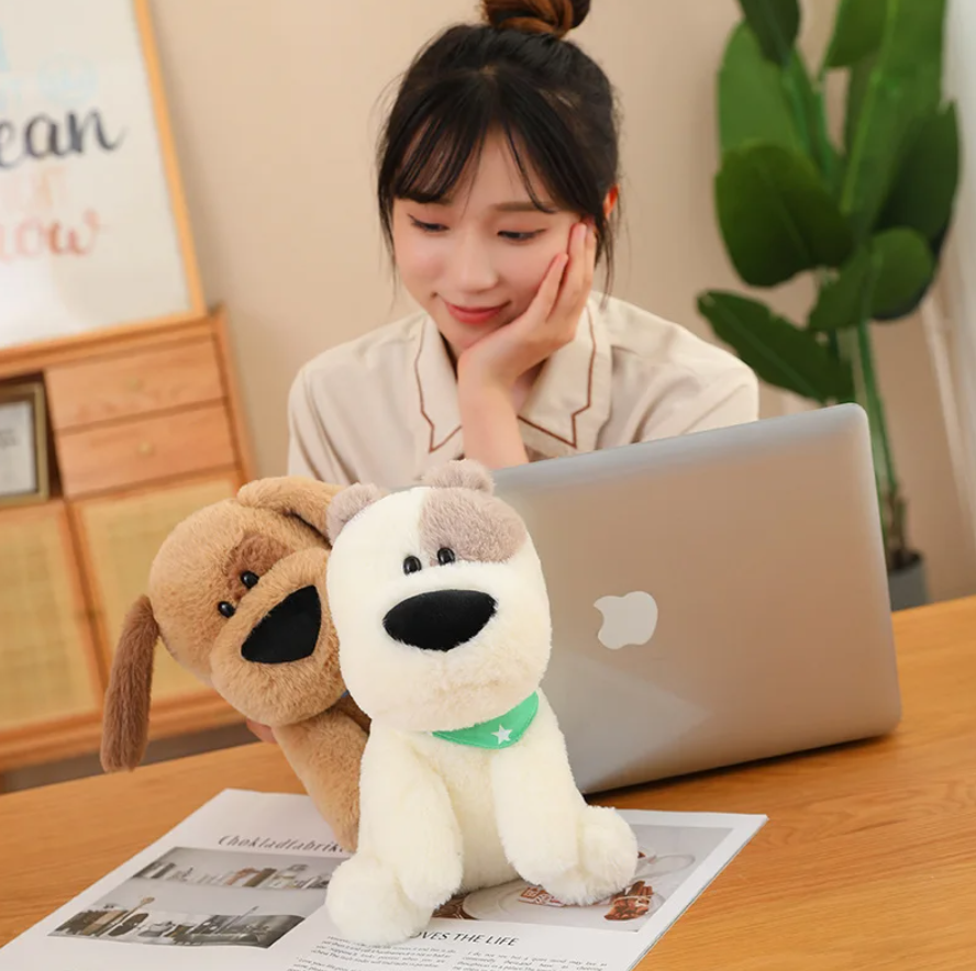 Cute/Kawaii Big Nose Dog Plush Toys 25cm - Khaki/White