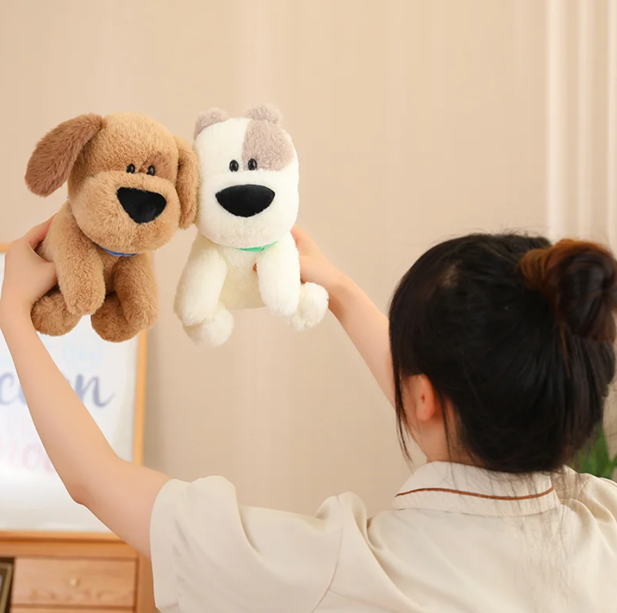 Cute/Kawaii Big Nose Dog Plush Toys 25cm - Khaki/White