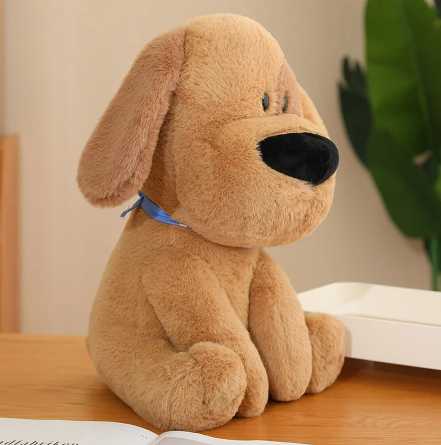 Cute/Kawaii Big Nose Dog Plush Toys 25cm - Khaki/White