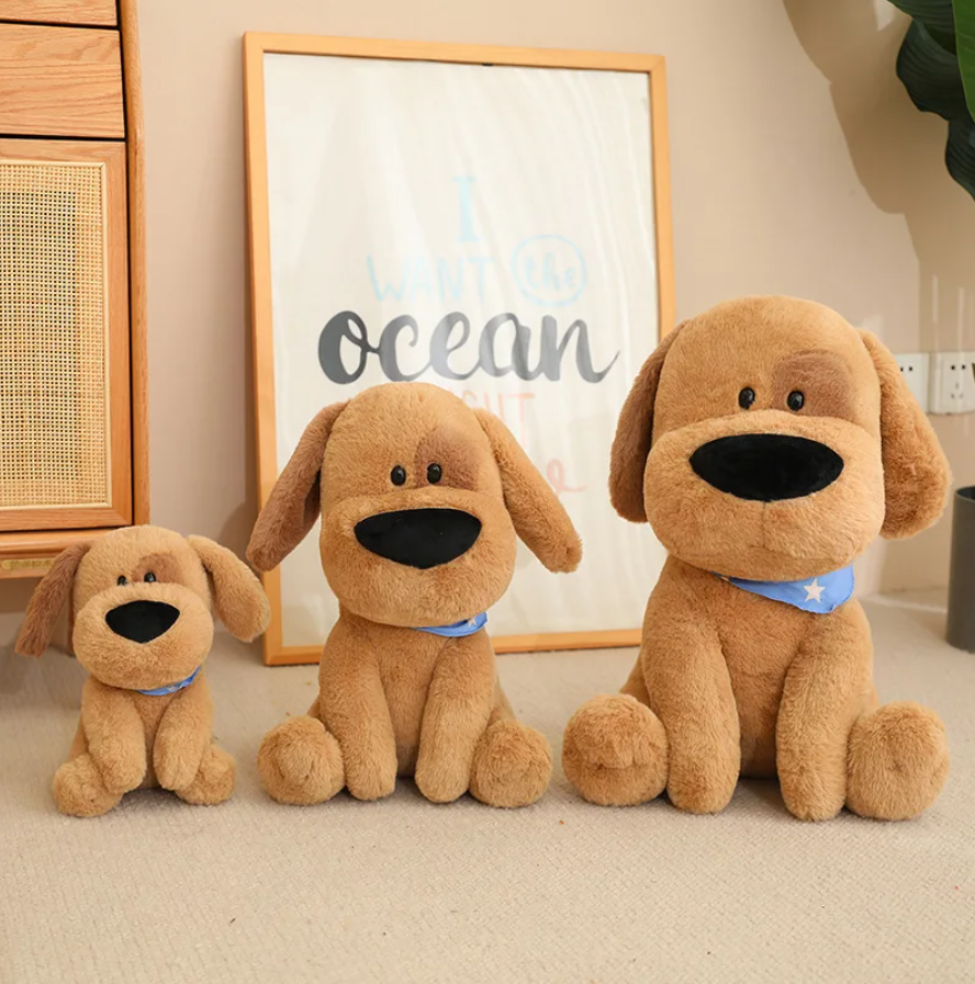 Cute/Kawaii Big Nose Dog Plush Toys 25cm - Khaki/White