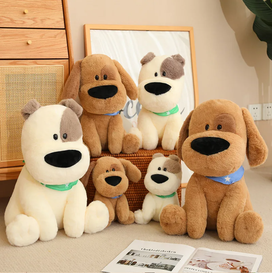 Cute/Kawaii Big Nose Dog Plush Toys 25cm - Khaki/White