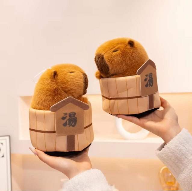 Cute Capybara With Hot Bath Tub Toys 25cm Or Plush Keychains 15cm