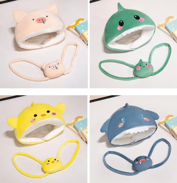 Cute Capybara With Animal (Chick/Dinosaur/Shark/Pig) Hat And Bag Plush Toys 22/28/38cm