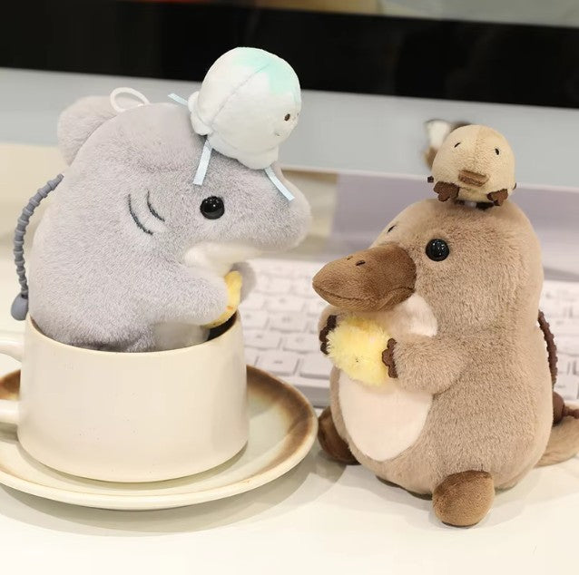 Cute Aquatic Animal (Seal/Otter/Platypus/Shark/Whale) Plush Keychains 15cm
