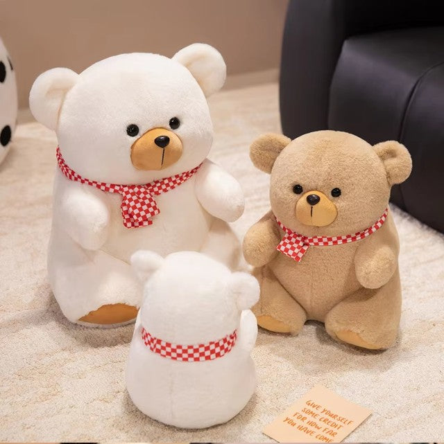 Cute Teddy Bear With Scarf Plush Toys 25/35/45cm - Brown/White
