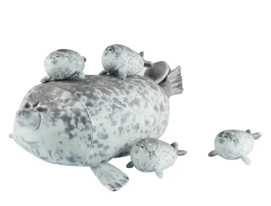Chubby Seal Plush Pillow Toys  - 2 Styles(Just Pillow Or Pillow with 4 children Plushies)