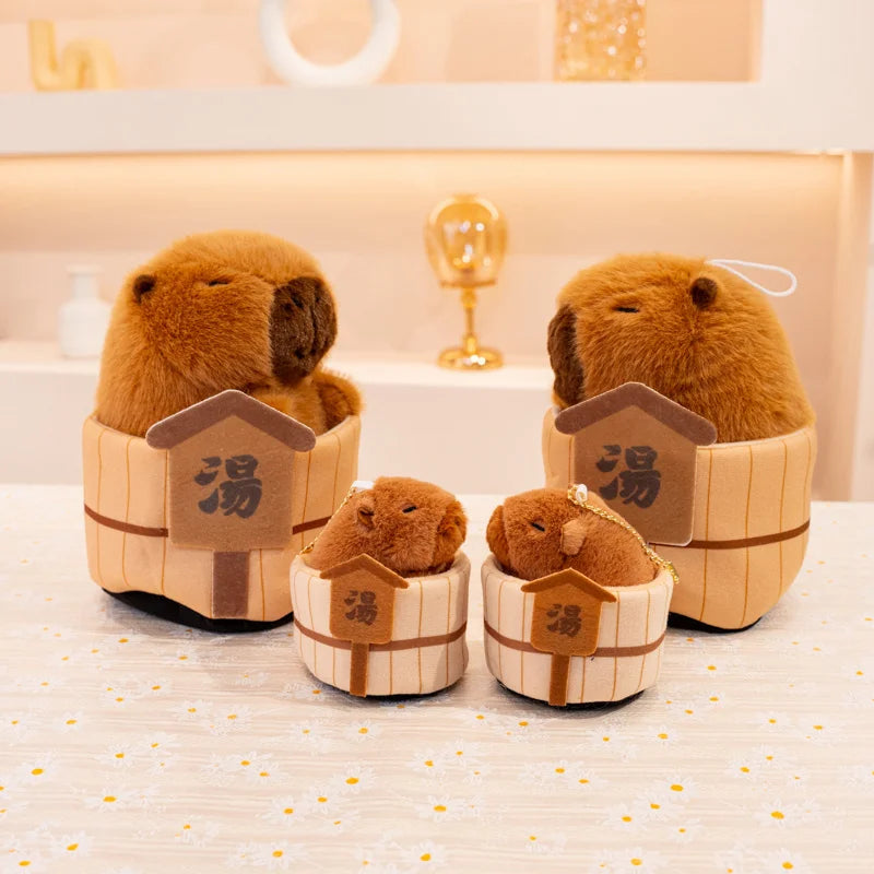 Cute Capybara With Hot Bath Tub Toys 25cm Or Plush Keychains 15cm