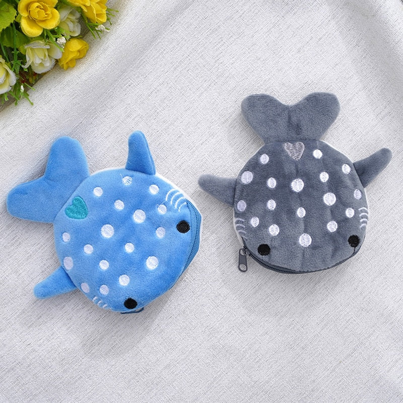 Whale Shark Coin Purse Plush Bags - Grey/Blue