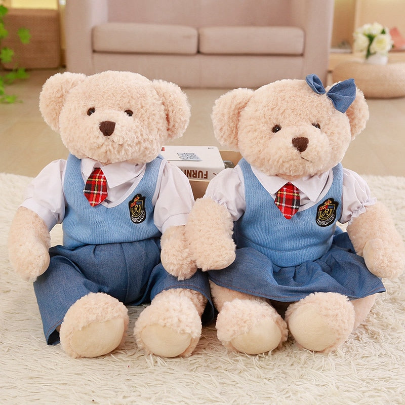 Teddy Bear Couple With Cloth Plush Toys 2pcs/lot 45cm