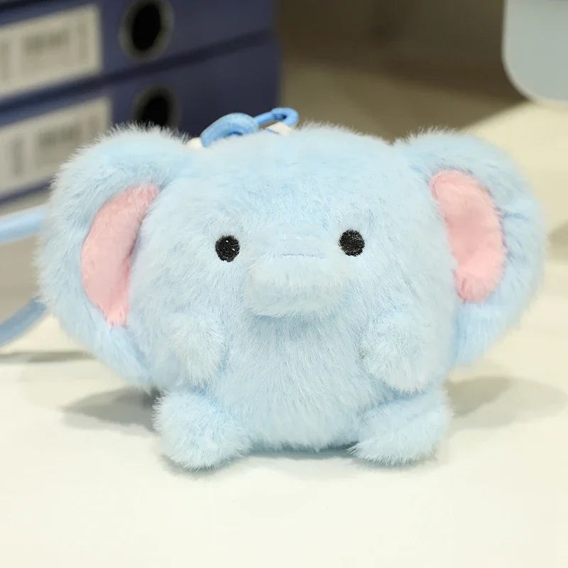 Cute Ball Shaped Animal Plush Keychain - Cat/Rabbit/Seal/Penguin/Cow/Elephant/Bee/Bird/Hamster