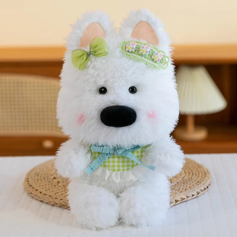 Cute Dog (West Highland White Terrier) With Hair Clip Plush Toys 30cm - 5 Styles